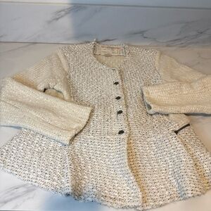 Cartonnier by anthropology cream colored snap button jacket